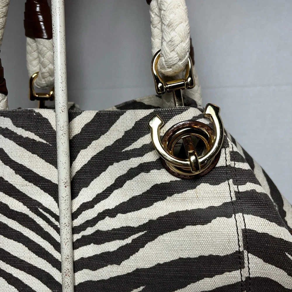 Michael Kors Zebra Print Canvas/Leather Satchel